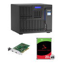 QNAP 120TB TVS-h1688X 16-Bay NAS Enclosure Kit (6 x 20TB) with Thunderbolt 3 Card