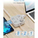 Tessan Surge Protector with 8 AC Outlets, 2 USB-A & 1 USB-C (5', Flat Plug)