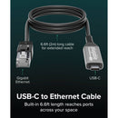 Plugable Gigabit Ethernet RJ45 to USB-C Cable (6.6')