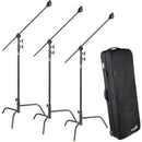 Impact 40" C-Stand with Turtle Base, Grip Arm & Rolling Case (3-Stand Kit)