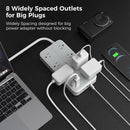 Tessan Surge Protector with Flat Plug, 8 AC Outlets, 2 USB-A & 1 USB-C (Gray, 6' Cord)