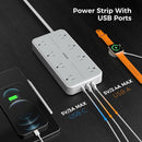 Tessan Surge Protector with Flat Plug, 8 AC Outlets, 2 USB-A & 1 USB-C (Gray, 6' Cord)