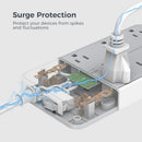 Tessan Surge Protector with Flat Plug, 8 AC Outlets, 2 USB-A & 1 USB-C (Gray, 6' Cord)