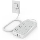Tessan Surge Protector with Flat Plug, 8 AC Outlets, 2 USB-A & 1 USB-C (Gray, 6' Cord)
