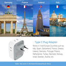 Tessan European Travel Plug Adapter with 4 Outlets & 3 USB Ports