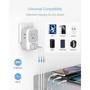 Tessan European Travel Plug Adapter with 4 Outlets & 3 USB Ports