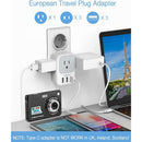 Tessan European Travel Plug Adapter with 4 Outlets & 3 USB Ports
