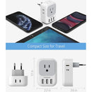 Tessan European Travel Plug Adapter with 4 Outlets & 3 USB Ports