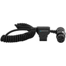 Kondor Blue Coiled D-Tap Male to 4-Pin XLR Female Right-Angle Power Cable for Cinema Cameras (20 to 50")