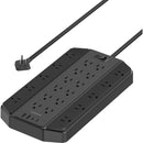 Tessan Surge Protector with 22 Outlets, 2 USB-A & 2 USB-C (Black, 6')