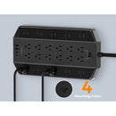 Tessan Surge Protector with 22 Outlets, 2 USB-A & 2 USB-C (Black, 10')