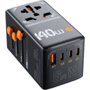 Tessan Universal GaN Travel Adapter with 1 AC Outlet, 1 USB-A & 3 USB-C Ports (140W)