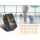 Tessan Universal GaN Travel Adapter with 1 AC Outlet, 1 USB-A & 3 USB-C Ports (140W)