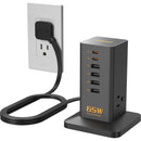 Tessan 9-in-1 65W USB/AC Vertical Charging Station (Black)