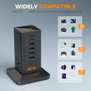 Tessan 9-in-1 30W USB/AC Vertical Charging Station (Black)