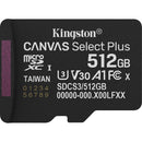 Kingston 512GB Canvas Select Plus UHS-I microSDXC Memory Card with SD Adapter