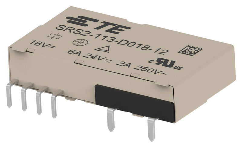 TE CONNECTIVITY SRS2-113-D018-12 Safety Relay, DC Monostable, 18 VDC, SPST-NO, SPST-NC, SRS2 Series, Through Hole, 6 A