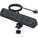 Tessan Desk Clamp Surge Protector with 5 Outlets, 2 USB-C & 2 USB-A (6')