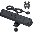Tessan Desk Clamp Surge Protector with 5 Outlets, 2 USB-C & 2 USB-A (6')