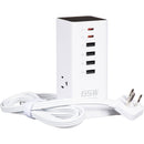 Tessan 9-in-1 65W USB/AC Vertical Charging Station (White)