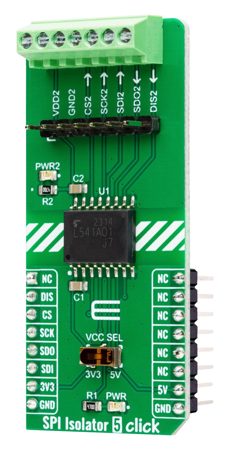 MIKROELEKTRONIKA MIKROE-5179 Add-On Board, SPI Isolator 5 Click, MikroE mikroBUS Compatible Development Boards