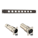 Auray RPPM8-1U Rack Panel for 8 Panel-Mount Connectors Kit with XLR Feedthrough Adapters (1 RU)