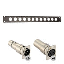 Auray RPPM12-1U Rack Panel for 12 Panel-Mount Connectors Kit with XLR Feedthrough Adapters (1 RU)