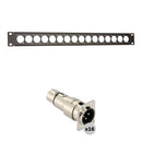 Auray RPPM16-1U Rack Panel for 16 Panel-Mount Connectors Kit with XLR Male-to-Female Feedthrough Adapters (1 RU)
