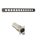 Auray RPPM12-1U Rack Panel for 12 Panel-Mount Connectors Kit with XLR Female-to-Male Feedthrough Adapters (1 RU)