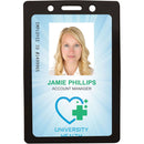 BRADY PEOPLE ID Clear Vinyl Vertical Badge Holder with Black Color Frame (2.25 x 3.44", 100-Pack)