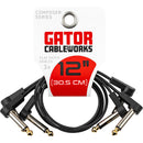 Gator Composer Flat Patch Cable with Right-Angle 1/4" Male Connectors (12")