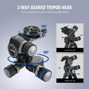 Neewer TH16 3-Way Geared Tripod Head with Quick Release Plate