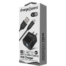 ChargeWorx USB-C and USB-A Wall Charger with Cable (Black, 6')