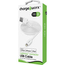 ChargeWorx Lightning to USB-A Sync and Charge Cable (3', White)