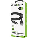 ChargeWorx USB-C to USB-A Sync and Charge Cable (10', Black)
