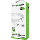 ChargeWorx USB-C to USB-A Sync and Charge Cable (10', White)