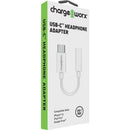ChargeWorx USB-C to 3.5mm Headphone Adapter (White, 3")