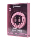 ChargeWorx Nylo-Tuff USB-C 60W Charging Cable (Pink, 10')