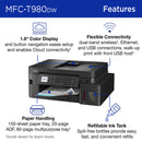 Brother MFC-T980DW INKvestment Tank Wireless Color Inkjet All-in-One Printer with up to 3-Years of Ink