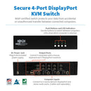 Tripp Lite 4-Port Dual-Head DisplayPort to DisplayPort Secure KVM Switch