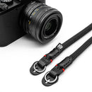 Owlkrown 30" Classic Round Rope Camera Strap (Black with Red Accent, Polished Split Ring)