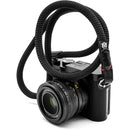 Owlkrown 30" Classic Round Rope Camera Strap (Black with Red Accent, Polished Split Ring)