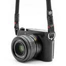 Owlkrown 30" Classic Round Rope Camera Strap (Black with Red Accent, Polished Split Ring)