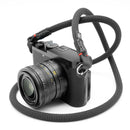 Owlkrown 30" Classic Round Rope Camera Strap (Black with Red Accent, Polished Split Ring)