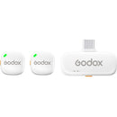 Godox C01 2-Person Wireless Microphone System with USB-C Connector for Mobile Devices (2.4 GHz, White)