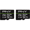 PNY 256GB PRO Elite Prime microSDXC Memory Card with SD Adapter (2-Pack)
