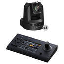 Canon CR-N300 4K NDI 20x Zoom PTZ 3-Camera Kit with Touchscreen PTZ Joystick Controller (Black)