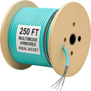 nanoFIBER 6-Strand Steel Armor OM3 Multimode Indoor/Outdoor Plenum Fiber Cable (Aqua, 250')