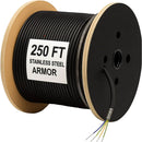 nanoFIBER 4-Core Stainless Steel Armored and BRAID Reinforcement 900u Multimode Fiber Cable (250')