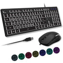 X9 Performance Large Print 7 Color Backlit USB Keyboard and Mouse Combo for PC
